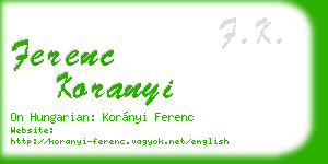 ferenc koranyi business card
