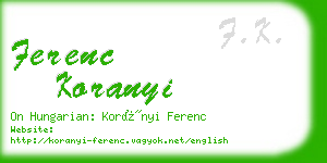 ferenc koranyi business card